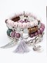Women Boho Plain All Season Metal Holiday Crystal Chain Bracelets Bracelets
