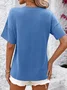 V Neck Short Sleeve Plain Regular Medium Elasticity Regular Fit Shirt For Women
