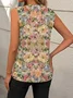 Casual Crew Neck Floral Tank Top