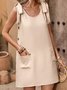 Women Plain Crew Neck Sleeveless Comfy Casual Short Dress