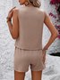 Women Striped Crew Neck Sleeveless Comfy Casual Top With Pants Two-Piece Set