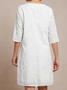 Plain Linen Cotton And Linen V Neck Dress