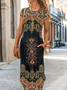 Women Nationality/ethnic Crew Neck Short Sleeve Comfy Casual Pocket Stitching Maxi Dress
