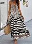 Women Striped Spaghetti Gallus Comfy Vacation Maxi Dress