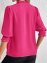V Neck Half Sleeve Plain Regular Loose Shirt For Women