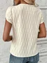 Short Sleeve Plain Regular Micro-Elasticity Loose Shirt For Women