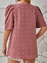 Crew Neck Short Sleeve Polka Dots Regular Micro-Elasticity Regular Fit Shirt For Women