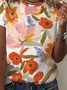Casual Floral Crew Neck Short Sleeve T-shirt