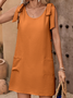 Women Plain Crew Neck Sleeveless Comfy Casual Short Dress