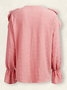 V Neck Long Sleeve Plain Regular Loose Blouse For Women