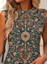 Casual Crew Neck Ethnic Tank Top
