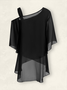 Women Plain One Shoulder Half Sleeve Comfy Casual Top With Pants Two-Piece Set