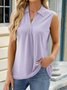 Casual Shawl Collar Plain Tank Top Buckle