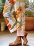Casual Floral Ankle Pants Elastic Waist Pocket Stitching Pant