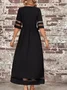Women Plain Crew Neck Short Sleeve Comfy Casual Maxi Dress