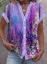 Women's Purple Flower Alzheimer's Awareness Support Print Loose Blouse