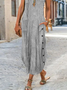 Women Striped Crew Neck Short Sleeve Comfy Casual Buckle Maxi Dress