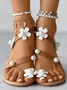 Vacation Plain Slip On Flat Heel Strappy Sandals Applique