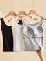 Casual Crew Neck Plain Tank Top