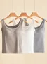 Casual Crew Neck Plain Tank Top