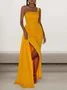 Women Plain Crew Neck Sleeveless Comfy Sexy Maxi Dress