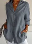 Shirt Collar Long Sleeve Plain Regular Micro-Elasticity Loose Shirt For Women