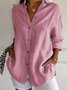Shirt Collar Long Sleeve Plain Regular Micro-Elasticity Loose Shirt For Women