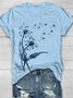 Casual Dandelion Crew Neck Short Sleeve T-shirt