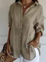 Shirt Collar Long Sleeve Plain Regular Micro-Elasticity Loose Shirt For Women