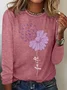 Crew Neck Long Sleeve Floral Regular Loose Blouse For Women