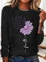 Crew Neck Long Sleeve Floral Regular Loose Blouse For Women