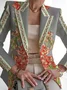 Women's Floral Spring/Fall Outerwear Casual Buckle Long Sleeve Shawl Collar Regular Blazer