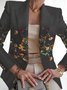 Women's Floral Spring/Fall Outerwear Casual Buckle Long Sleeve Shawl Collar Regular Blazer