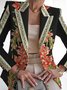 Women's Floral Spring/Fall Outerwear Casual Buckle Long Sleeve Shawl Collar Regular Blazer