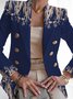 Women's Floral Spring/Fall Outerwear Casual Buckle Long Sleeve Shawl Collar Regular Blazer