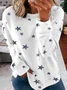 Casual Crew Neck Star Print Sweatshirt