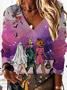 Casual V Neck Halloween Sweatshirt Printing