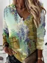 Casual V Neck Floral Sweatshirt
