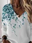 Casual V Neck Leaf Sweatshirt