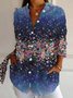 Shirt Collar Long Sleeve Floral Lightweight Regular Fit Shirt For Women