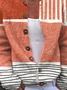 Women Striped Long Sleeve Comfy Casual Buttoned Cardigan