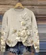 Women 3D Leaf Print Long Sleeve Comfy Casual Sweatshirt