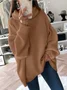 Women Yarn/Wool Yarn Plain Long Sleeve Comfy Casual Sweater