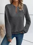 Casual V Neck Plain Sweatshirt Zipper