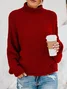 Women Yarn/Wool Yarn Plain Long Sleeve Comfy Casual Sweater