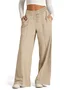 Women Casual Plain Loose Long Pants