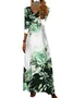Women Floral V Neck Long Sleeve Comfy Casual Maxi Dress