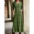 Women Floral V Neck Long Sleeve Comfy Casual Maxi Dress