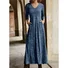 Women Floral V Neck Long Sleeve Comfy Casual Maxi Dress