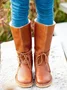 Vintage Plain Wearable Lace-Up Block Heel Snow Boots